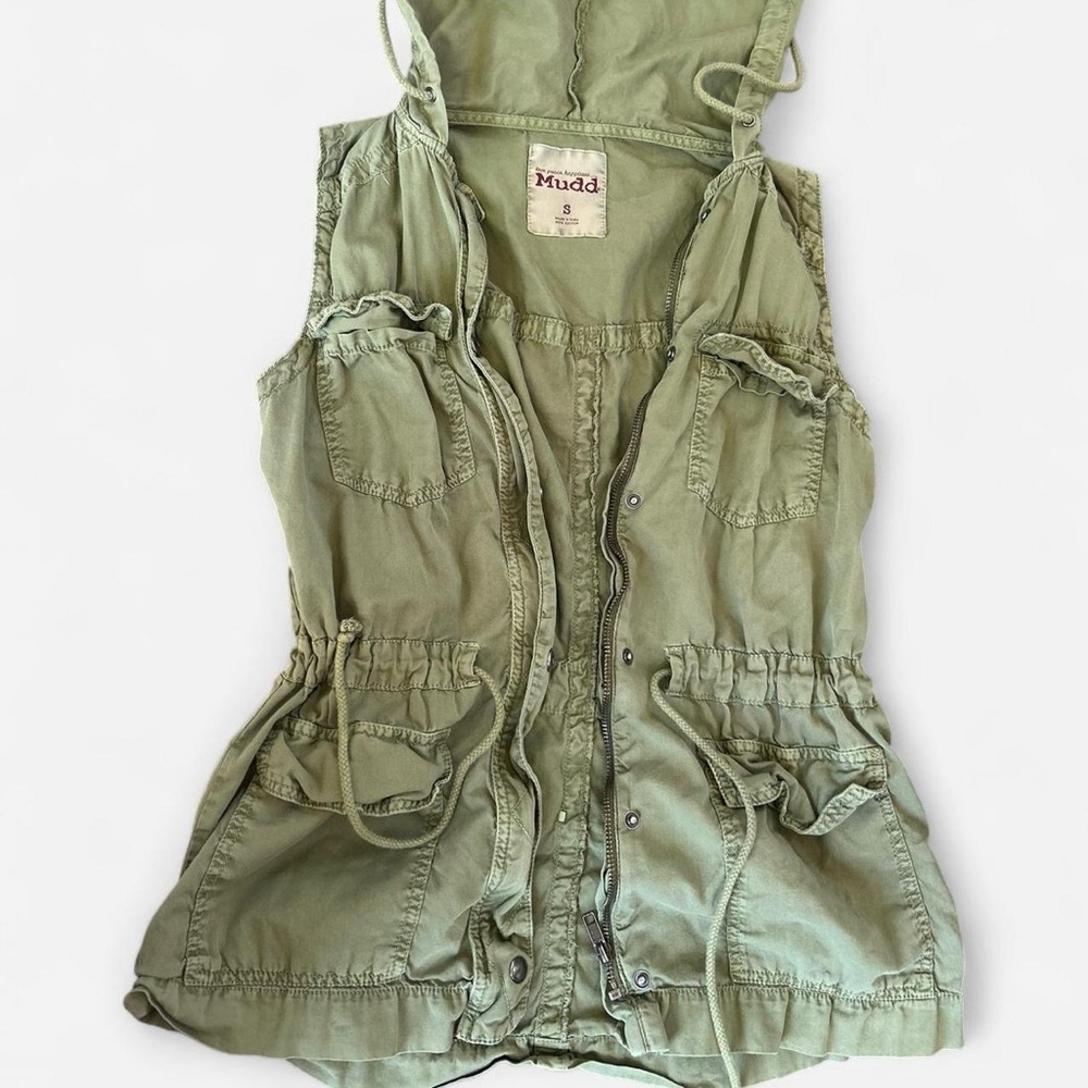 Mudd Olive Green Hooded Utility Vest